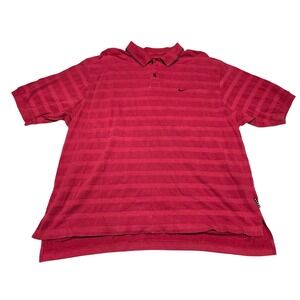 Nike Red‎ Striped Golf Polo Shirt Men's XL Preppy